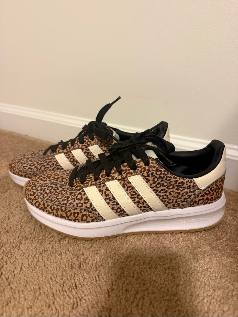 adidas Leopard Print Sneakers in Brown and Cream